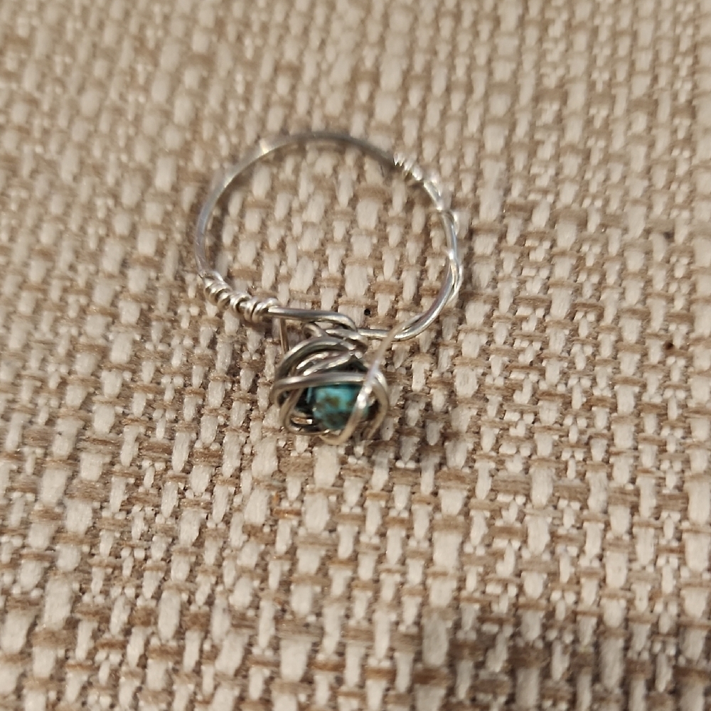 Silver Wire Wrapped Ring with turquoise.